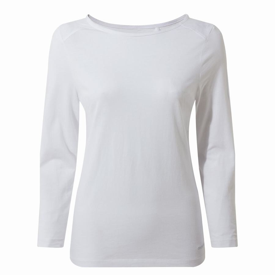 Craghoppers Blanca 3/4 Sleeved Top T-shirts Dame Hvide | YRB2784FJ