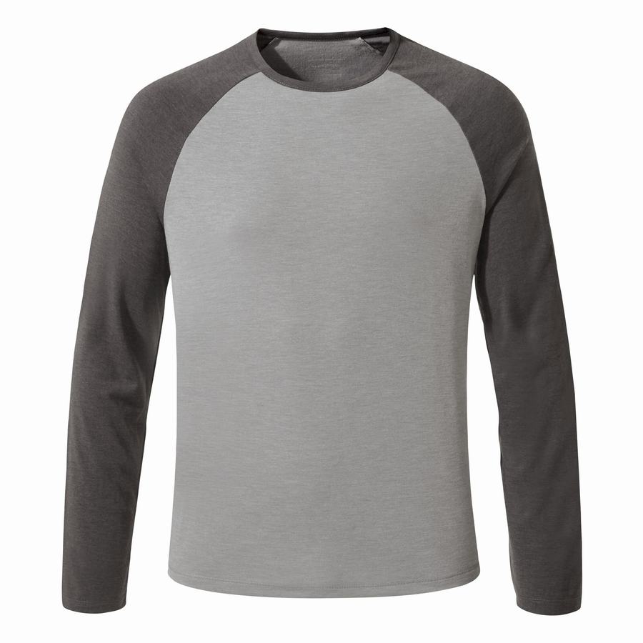 Craghoppers First Layer Long-Sleeved T-shirts Herre Grå Sort | PKH6100FC