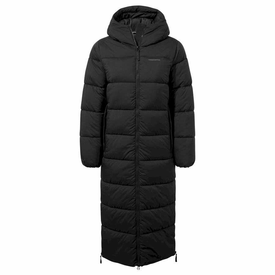 Craghoppers Narlia Insulated Hætte Jakker Dame Sort | QOR7955OD