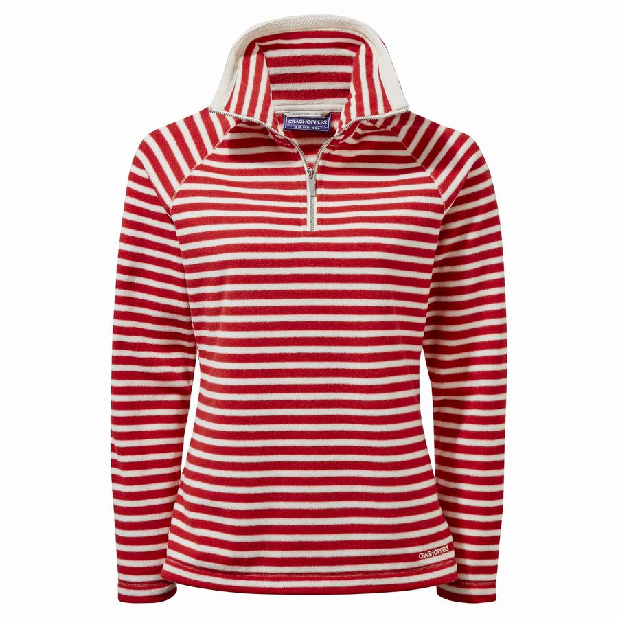 Craghoppers Natalia Half Zip Trøjer Dame Rød Striber | BCQ8520GC