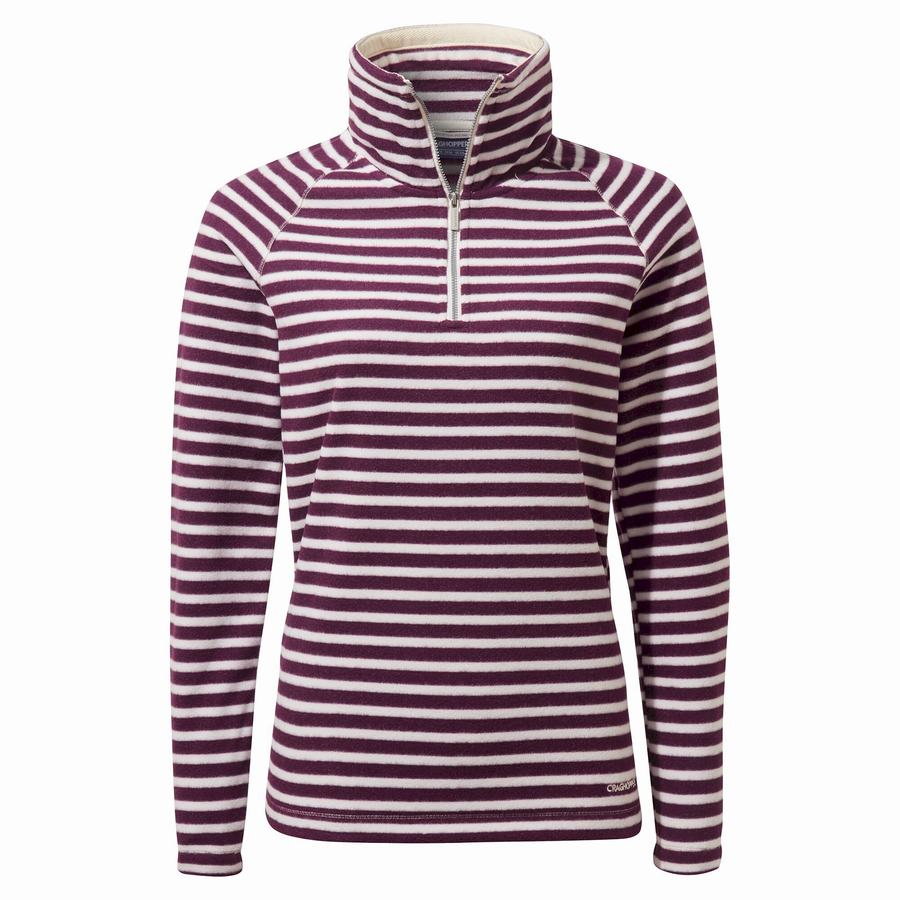 Craghoppers Natalia Half Zip Trøjer Dame Lilla Striber | OHX4481OH