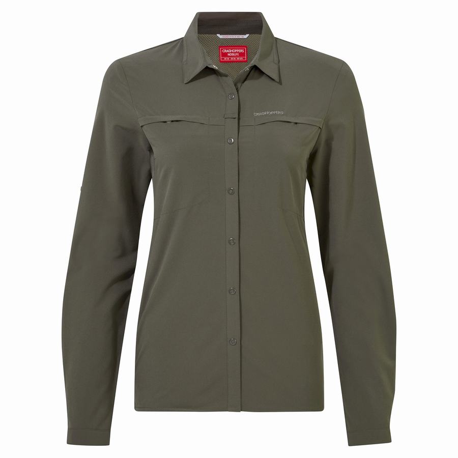 Craghoppers NosiLife Pro IV Long Sleeved Skjorter Dame Khaki | KSX1181GN