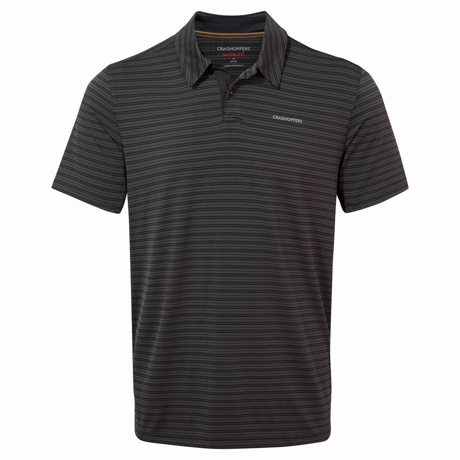 Craghoppers NosiLife Pro Kort Sleeved Polo T-shirts Herre Sort Striber | ELM4477QF