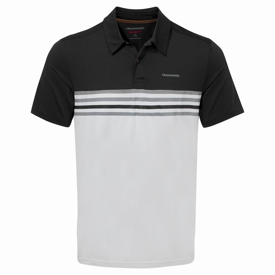 Craghoppers NosiLife Pro Kort Sleeved Polo T-shirts Herre Sort Hvide | KOH4723KB