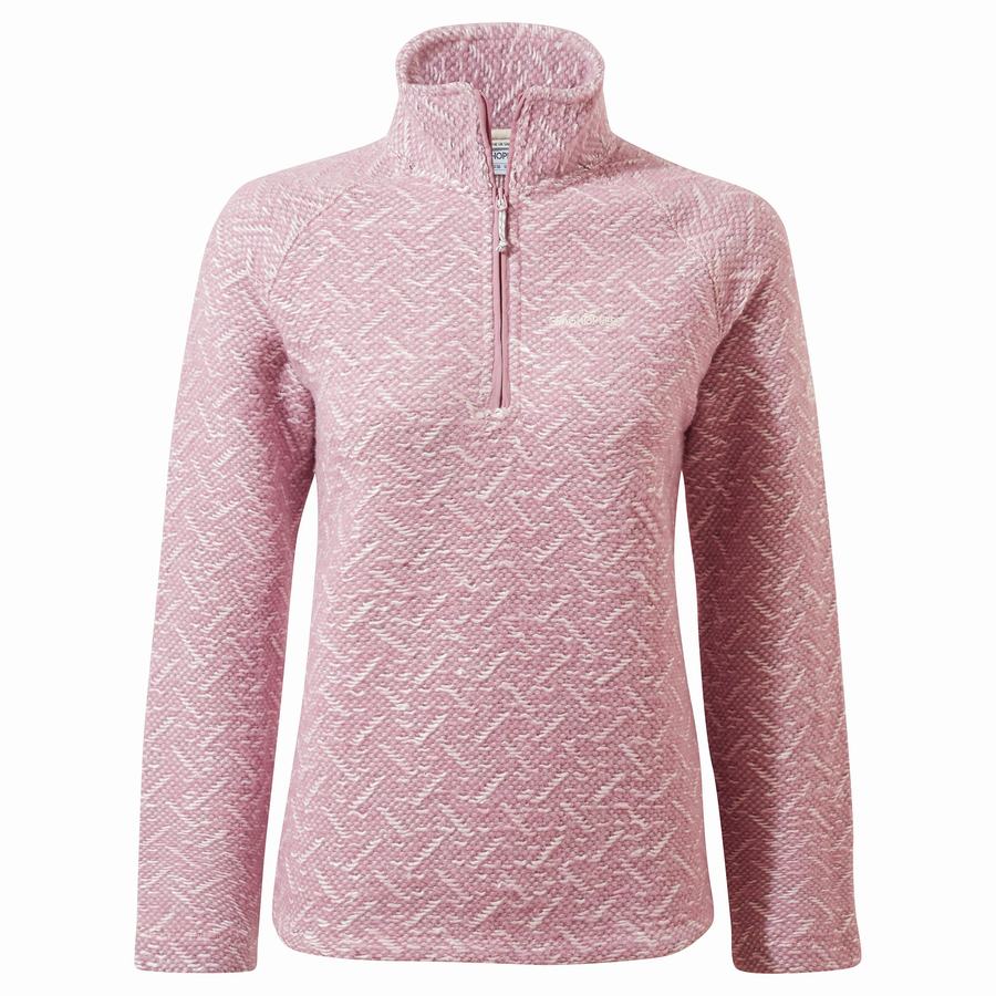 Craghoppers Talladale Half Zip Trøjer Dame Lyserød | QBY737KD