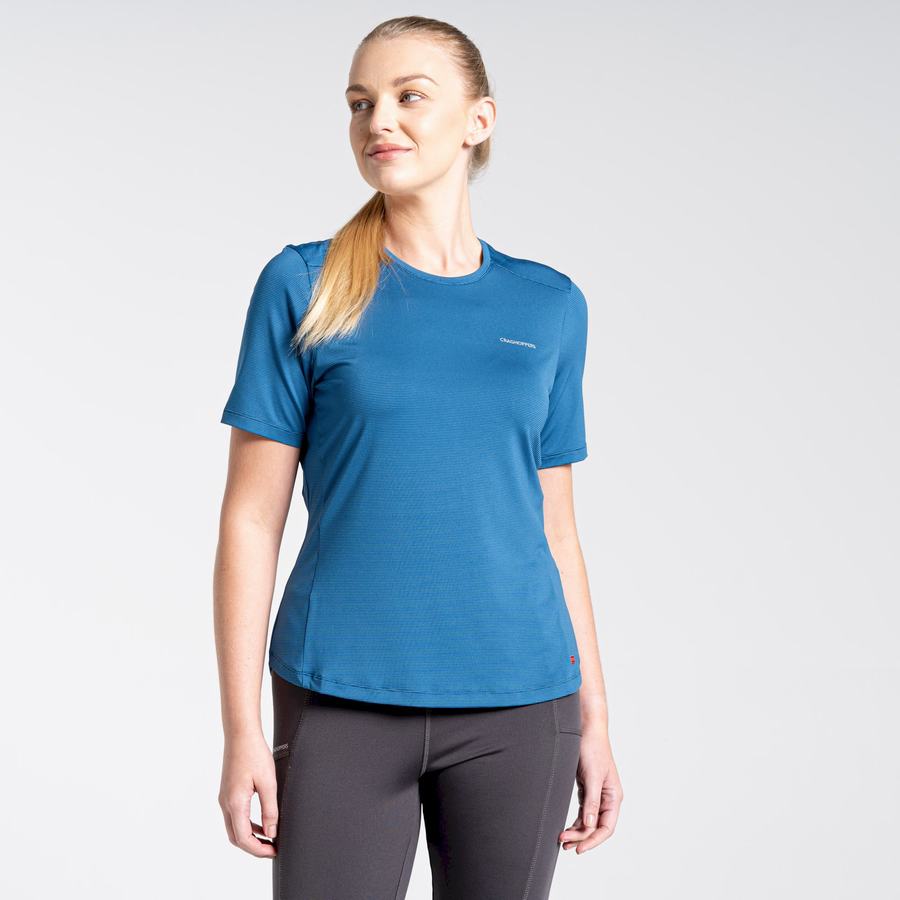 Craghoppers Aliso Kort Sleeved T-shirts Dame Blå | LRK4590LX