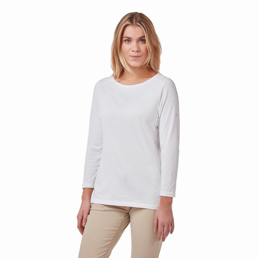 Craghoppers Blanca 3/4 Sleeved Top T-shirts Dame Hvide | YRB2784FJ