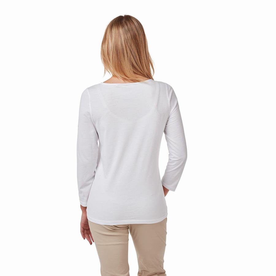 Craghoppers Blanca 3/4 Sleeved Top T-shirts Dame Hvide | YRB2784FJ