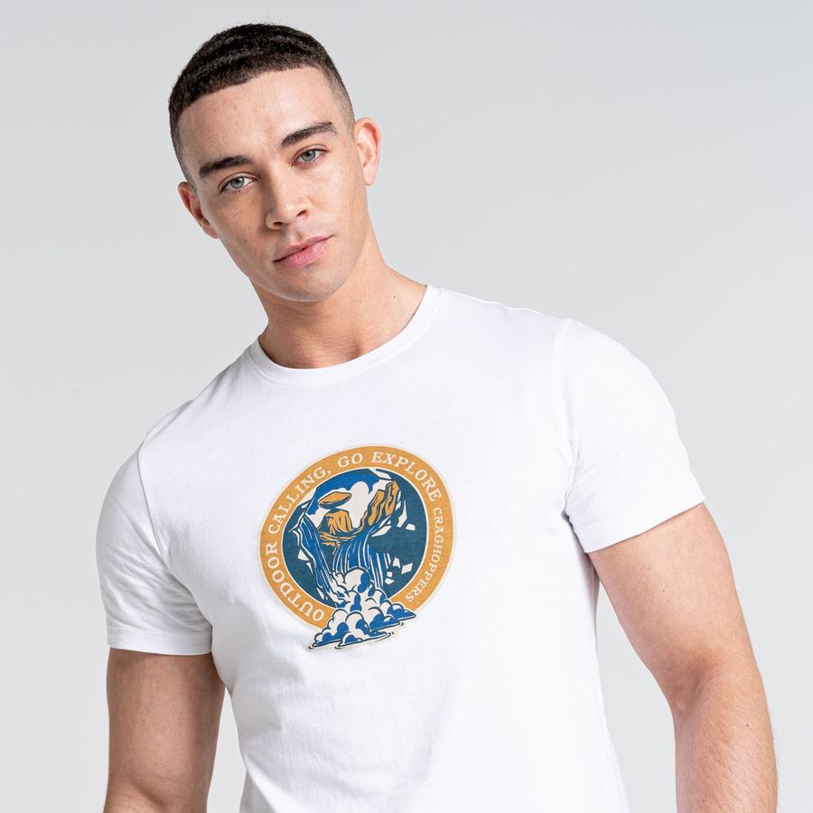 Craghoppers Caldo Kort Sleeved T-shirts Herre Hvide Lysegrøn | NPY811EJ