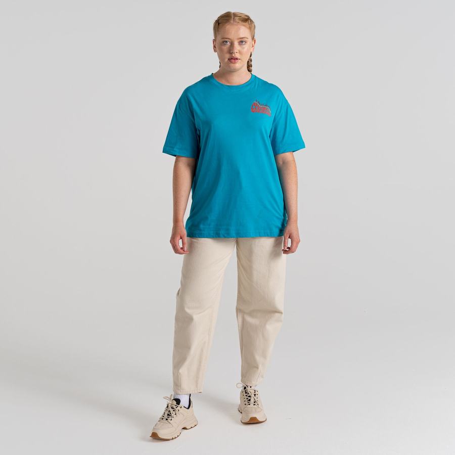 Craghoppers Crosby Kort Sleeved T-shirts Dame Blå | IFY5667NG