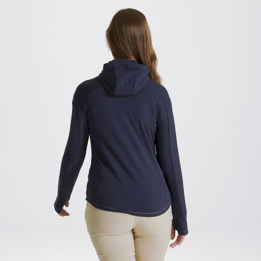 Craghoppers Dynamic Hætte Half Zip T-shirts Dame Blå Mørkeblå | PXM6454UO