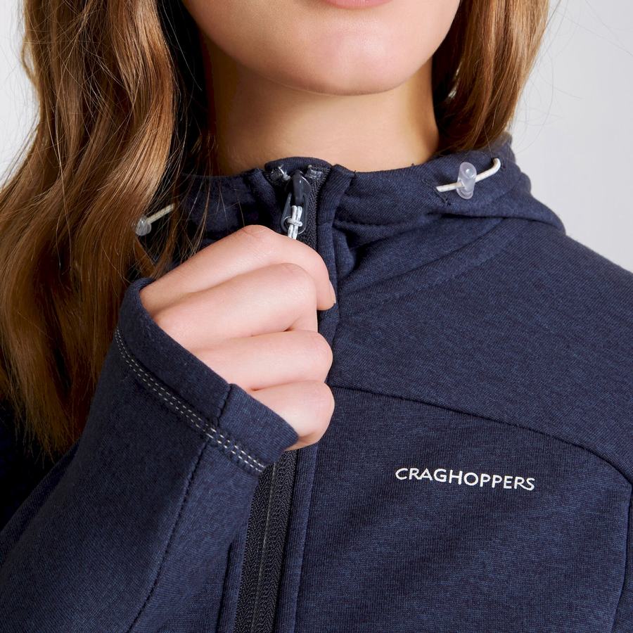 Craghoppers Dynamic Hætte Half Zip T-shirts Dame Blå Mørkeblå | PXM6454UO