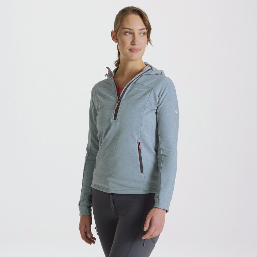 Craghoppers Dynamic Hætte Half Zip T-shirts Dame Grøn Grå | QLR679VU