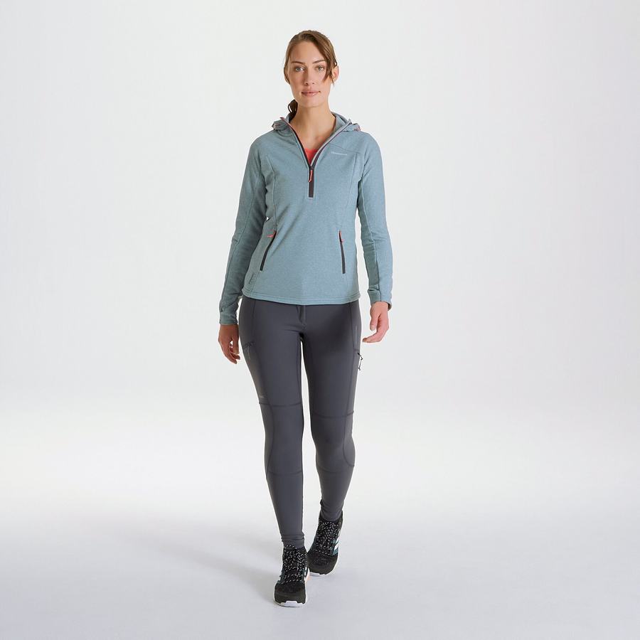 Craghoppers Dynamic Hætte Half Zip T-shirts Dame Grøn Grå | QLR679VU