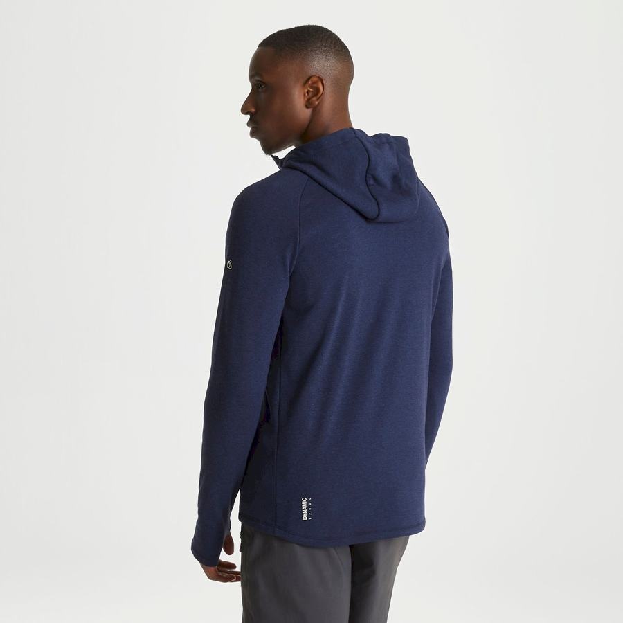 Craghoppers Dynamic Hætte Half Zip T-shirts Herre Blå Mørkeblå | ZHO6392YX