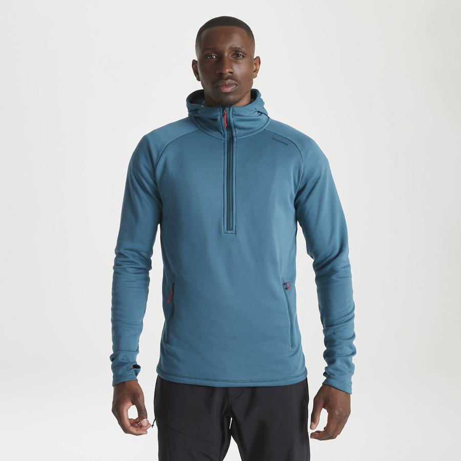 Craghoppers Dynamic Hætte Half Zip Vinter Trøjer Herre Blå | DCS1319WH