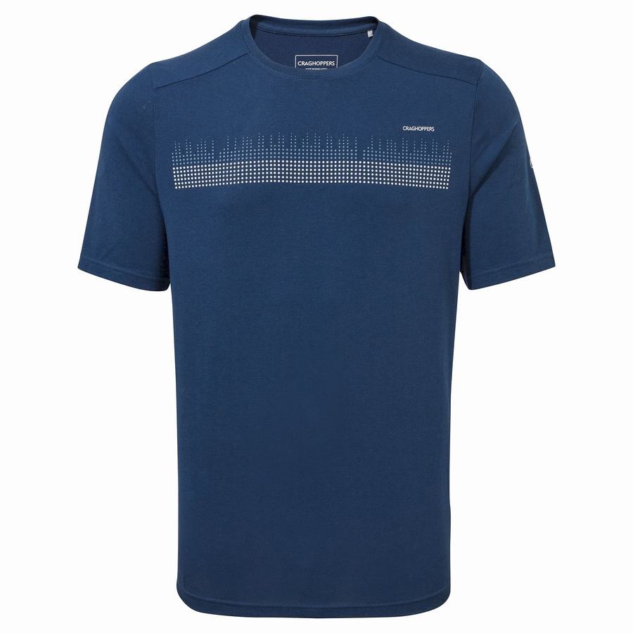 Craghoppers Dynamic Kort Sleeved Poseidon T-shirts Herre Mørkeblå Blå | DWF5640DY