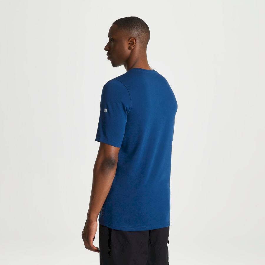 Craghoppers Dynamic Kort Sleeved Poseidon T-shirts Herre Mørkeblå Blå | DWF5640DY