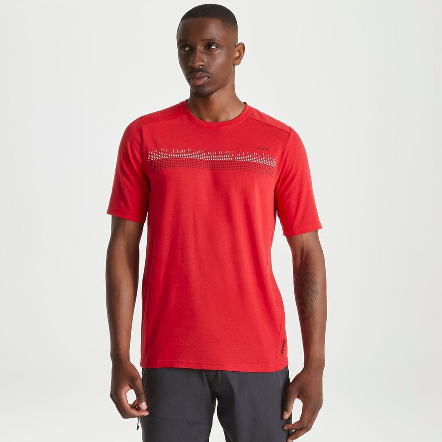 Craghoppers Dynamic Kort Sleeved Sriracha Red T-shirts Herre Rød | SLF2122WR