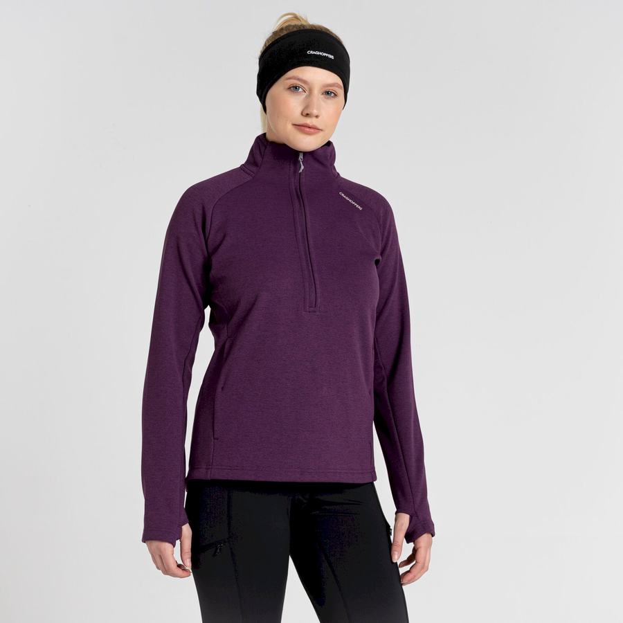 Craghoppers Dynamic Pro Half Zip Trøjer Dame Dyb Lilla | GDH3080JJ