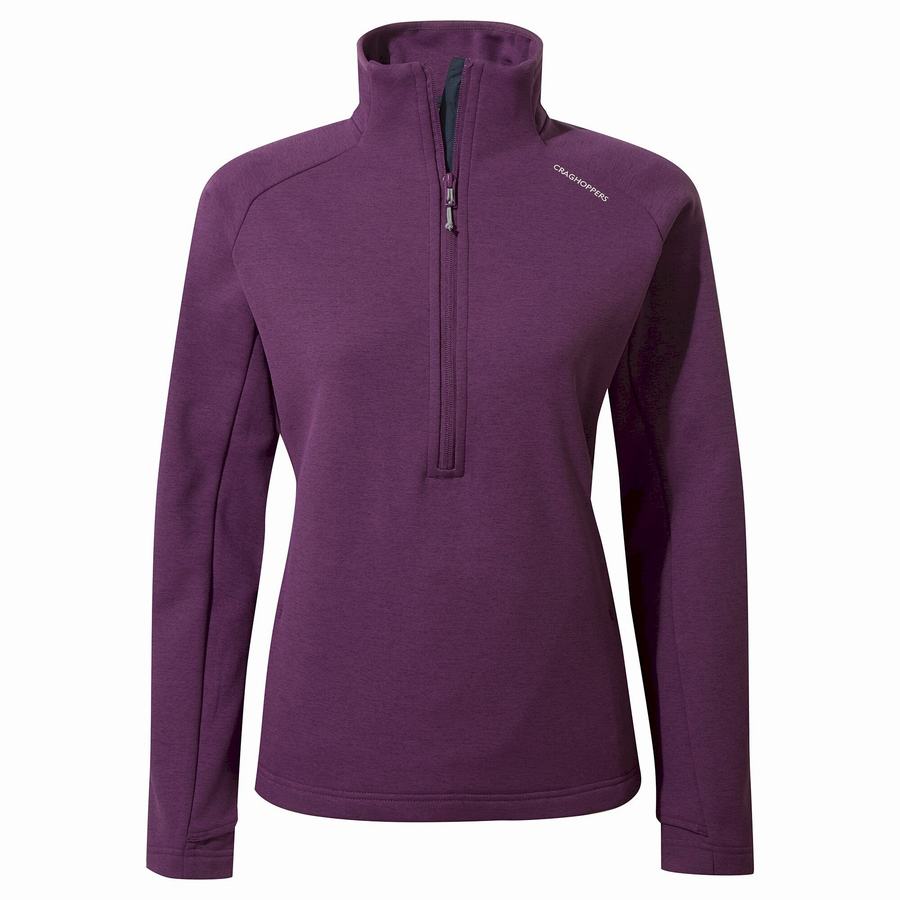 Craghoppers Dynamic Pro Half Zip Trøjer Dame Dyb Lilla | GDH3080JJ