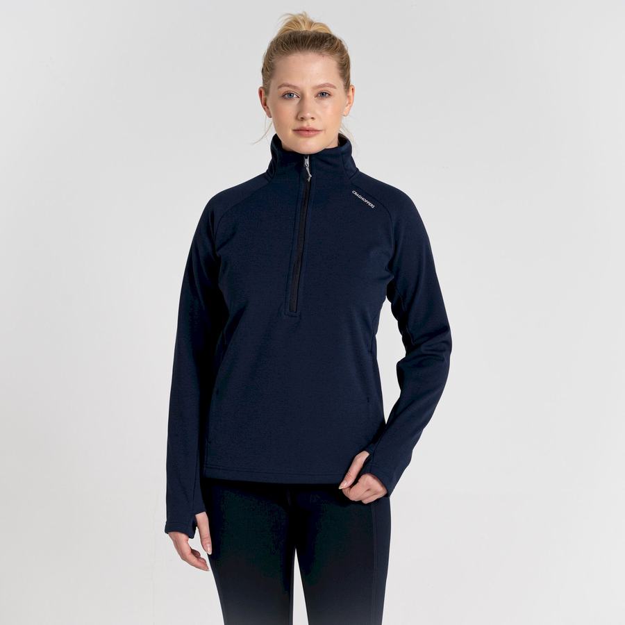 Craghoppers Dynamic Pro Half Zip Trøjer Dame Blå Mørkeblå | IDU5047CA