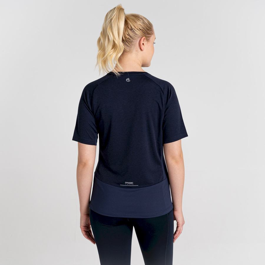 Craghoppers Dynamic Pro Kort Sleeve T-shirts Dame Blå Mørkeblå | AGV3777DT