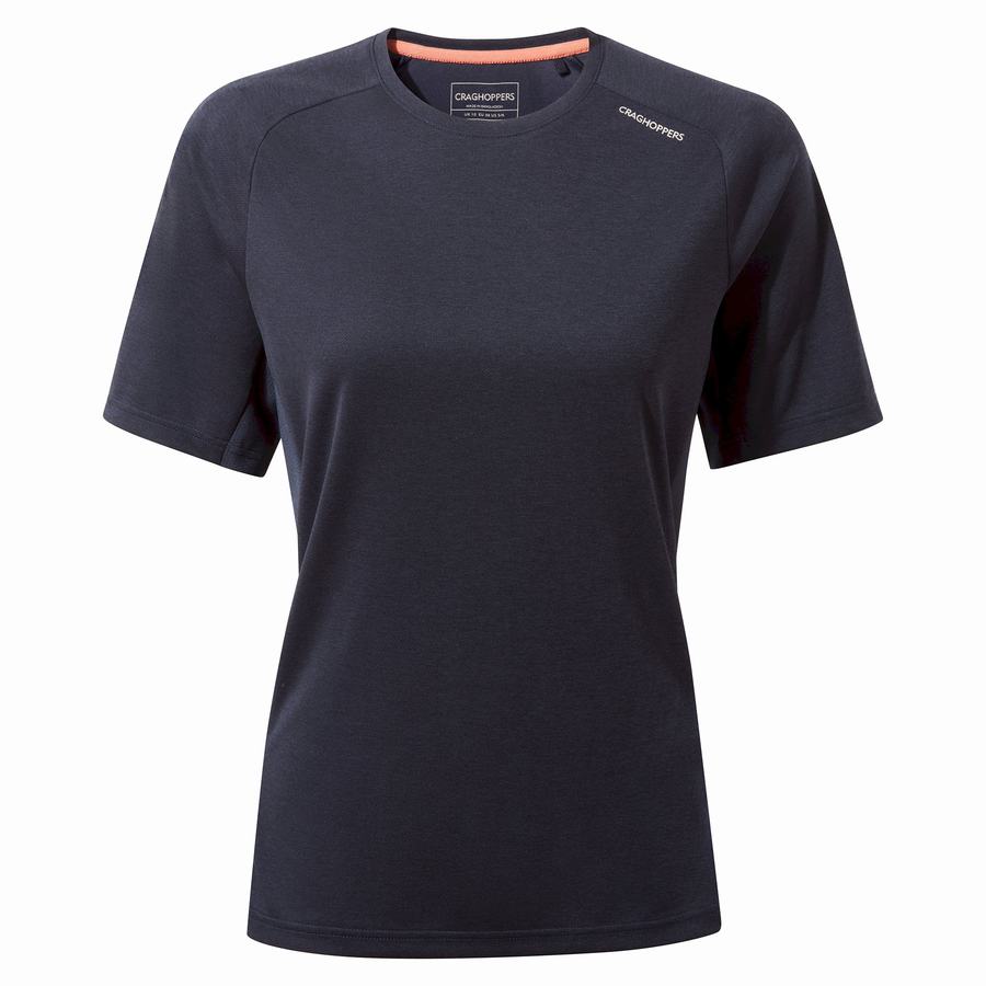 Craghoppers Dynamic Pro Kort Sleeve T-shirts Dame Blå Mørkeblå | AGV3777DT