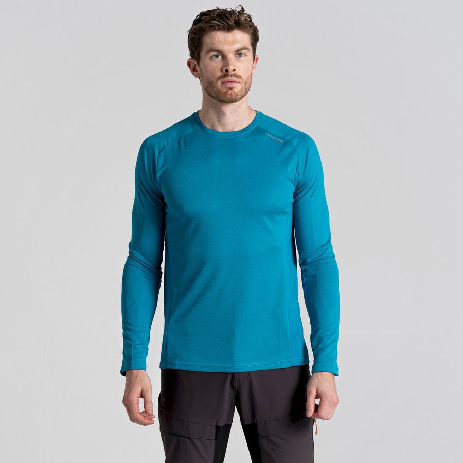 Craghoppers Dynamic Pro Long Sleeved T-shirts Herre Blå | OWM2085UU