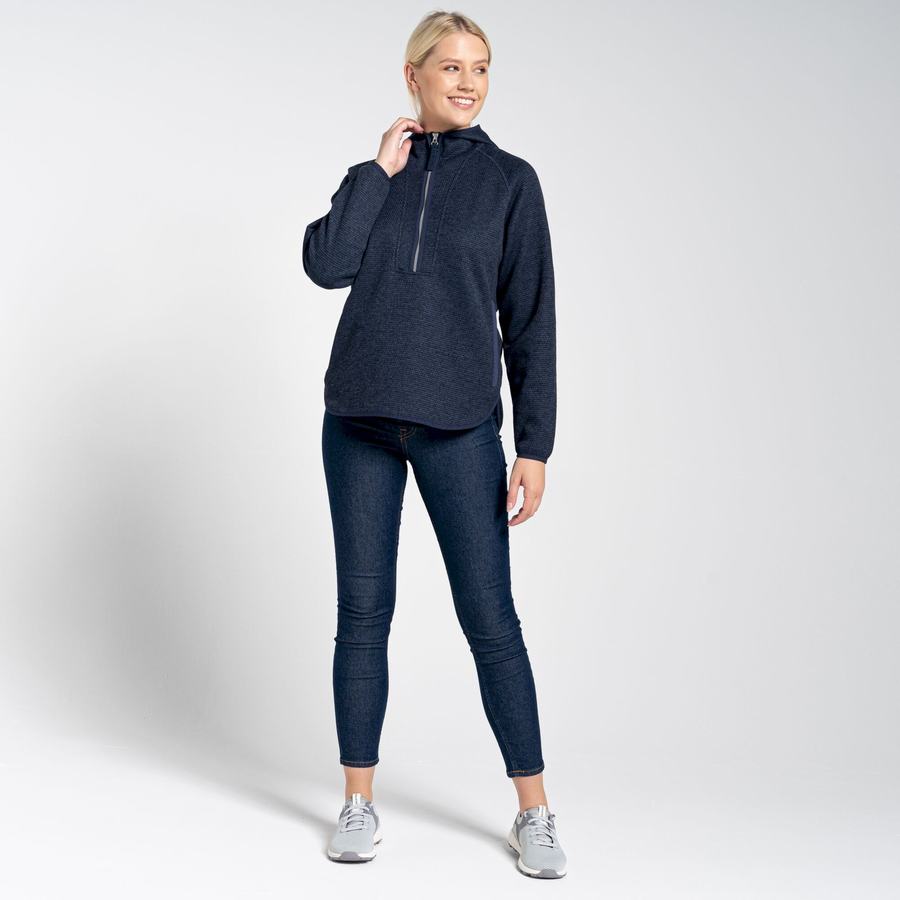 Craghoppers Elena Hætte Half Zip Trøjer Dame Blå Mørkeblå | PUB3812JS