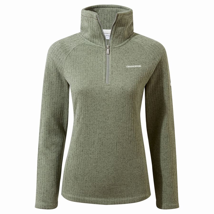 Craghoppers Eveline Half Zip Trøjer Dame Olivengrøn | CTY5479JC