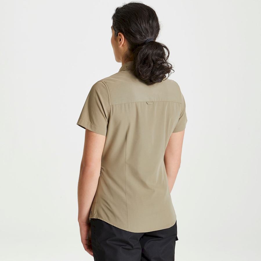 Craghoppers Expert Kiwi Kort Sleeved Skjorter Dame Khaki | JMO9868WY