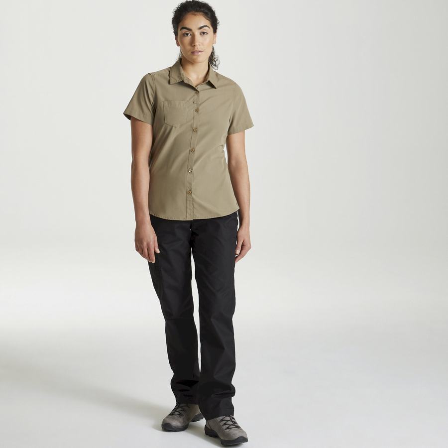 Craghoppers Expert Kiwi Kort Sleeved Skjorter Dame Khaki | JMO9868WY