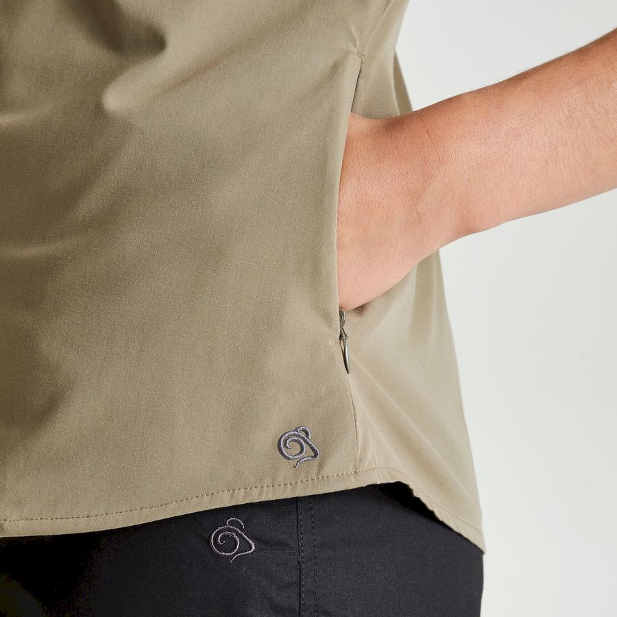 Craghoppers Expert Kiwi Kort Sleeved Skjorter Dame Khaki | JMO9868WY