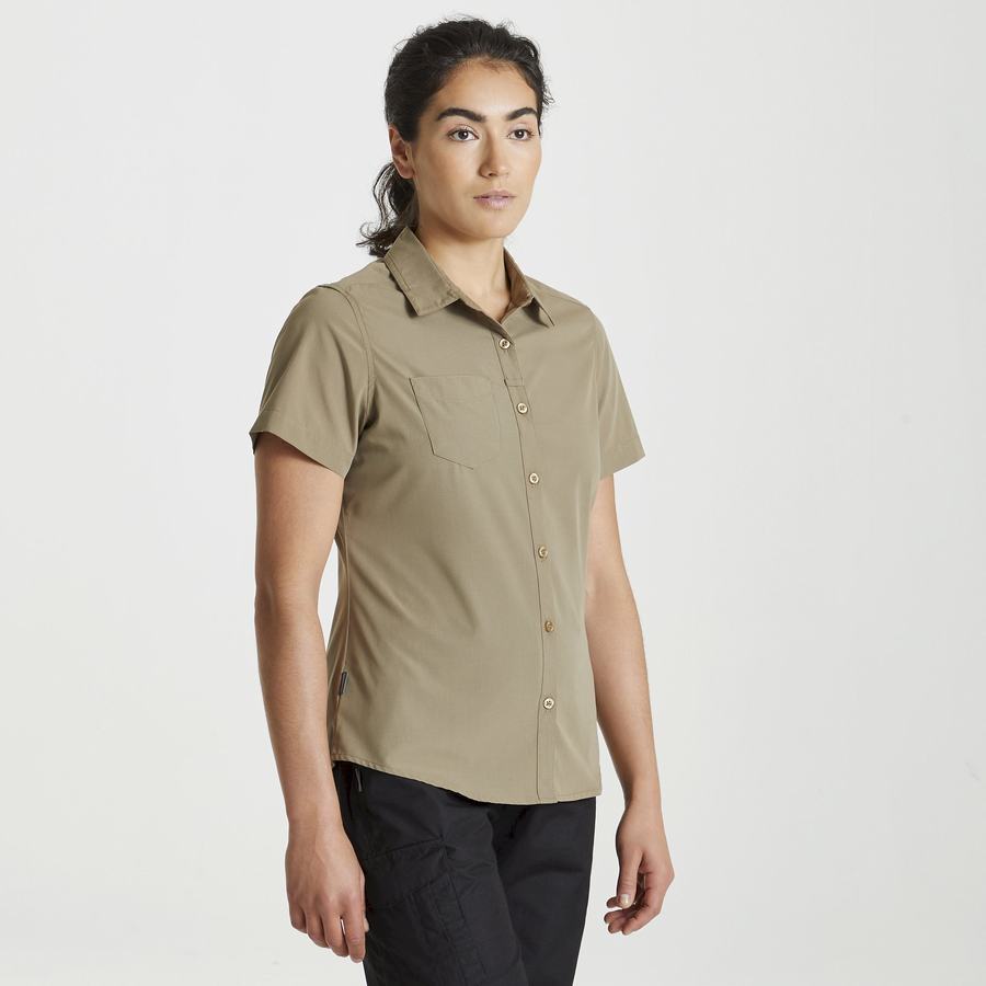 Craghoppers Expert Kiwi Kort Sleeved Skjorter Dame Khaki | JMO9868WY