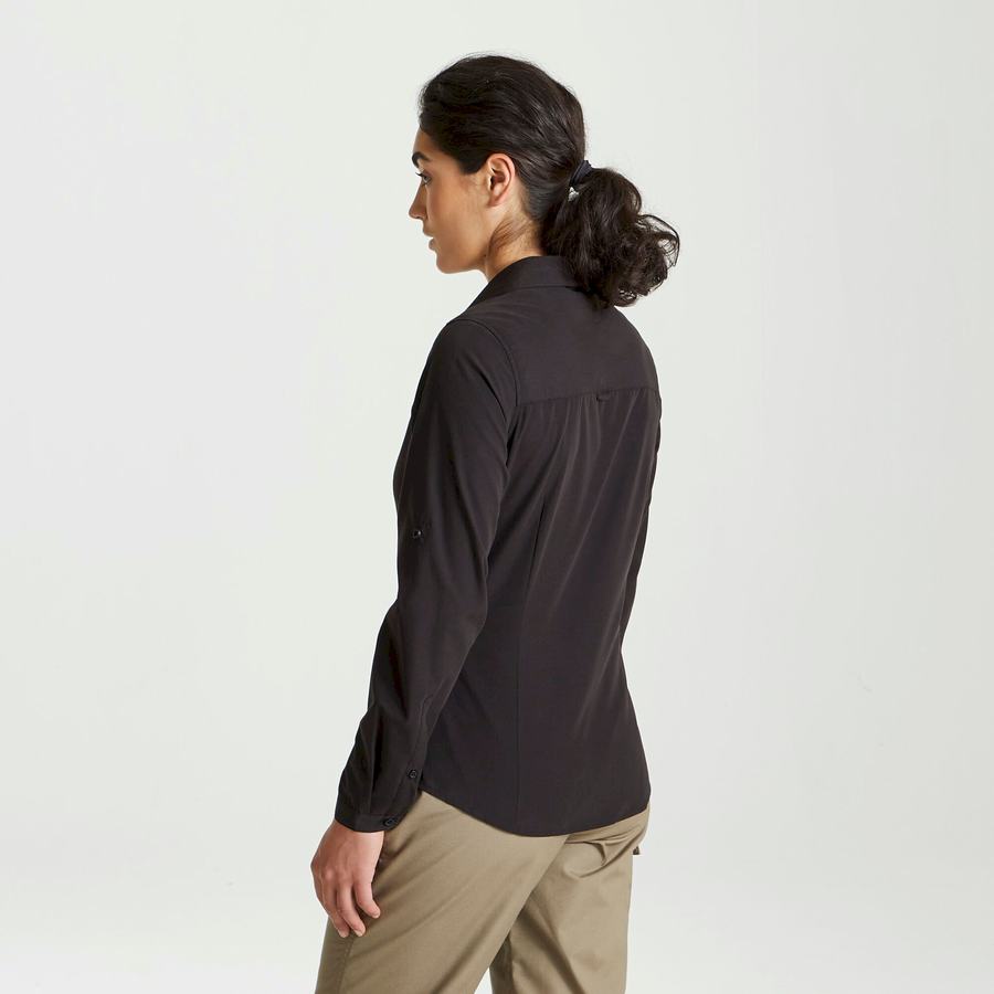 Craghoppers Expert Kiwi Long Sleeved Skjorter Dame Sort | VSY9263GU