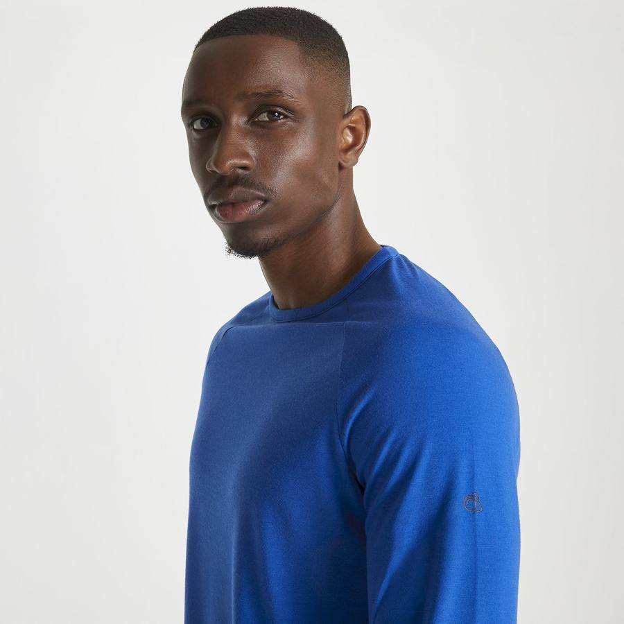 Craghoppers First Layer Long-Sleeved T-shirts Herre Blå | DSX2289EJ