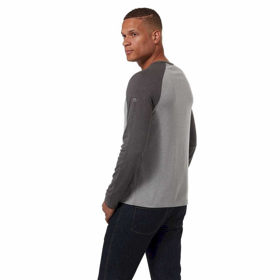 Craghoppers First Layer Long-Sleeved T-shirts Herre Grå Sort | PKH6100FC