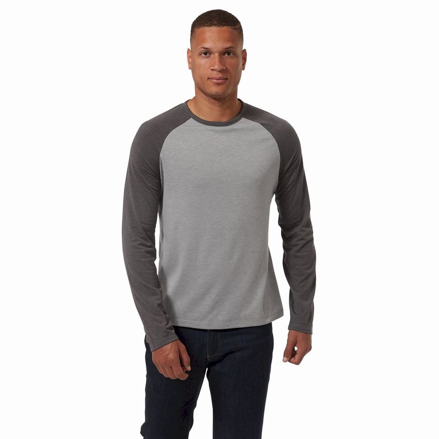 Craghoppers First Layer Long-Sleeved T-shirts Herre Grå Sort | PKH6100FC