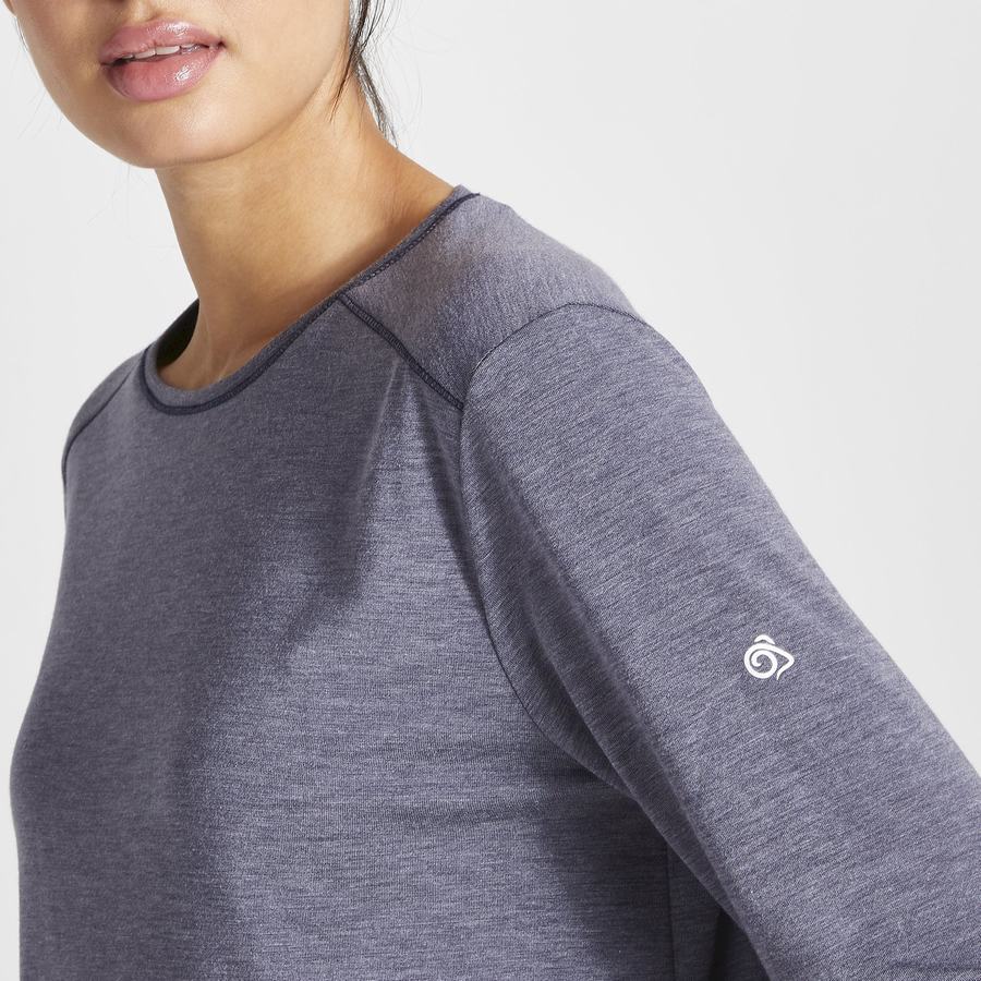 Craghoppers First Layer Long Sleeved T-shirts Dame Blå Mørkeblå | PXT9571GC