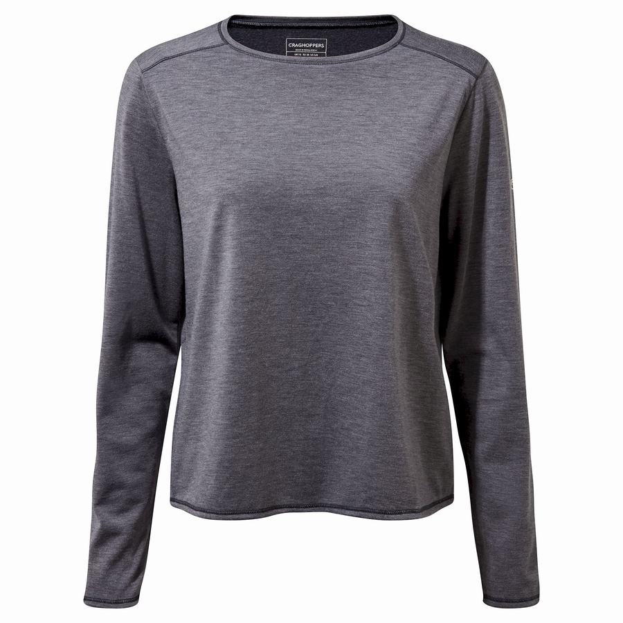 Craghoppers First Layer Long Sleeved T-shirts Dame Blå Mørkeblå | PXT9571GC