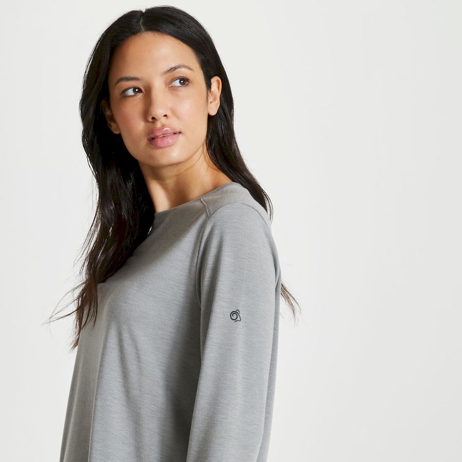 Craghoppers First Layer Long Sleeved T-shirts Dame Grå | UUM2259PJ