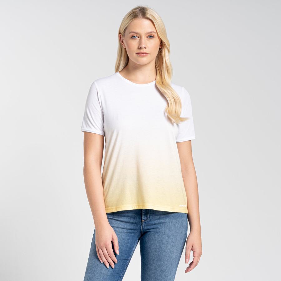 Craghoppers Ilyse Kort Sleeved T-shirts Dame Hvide Gul | YYI4388LW