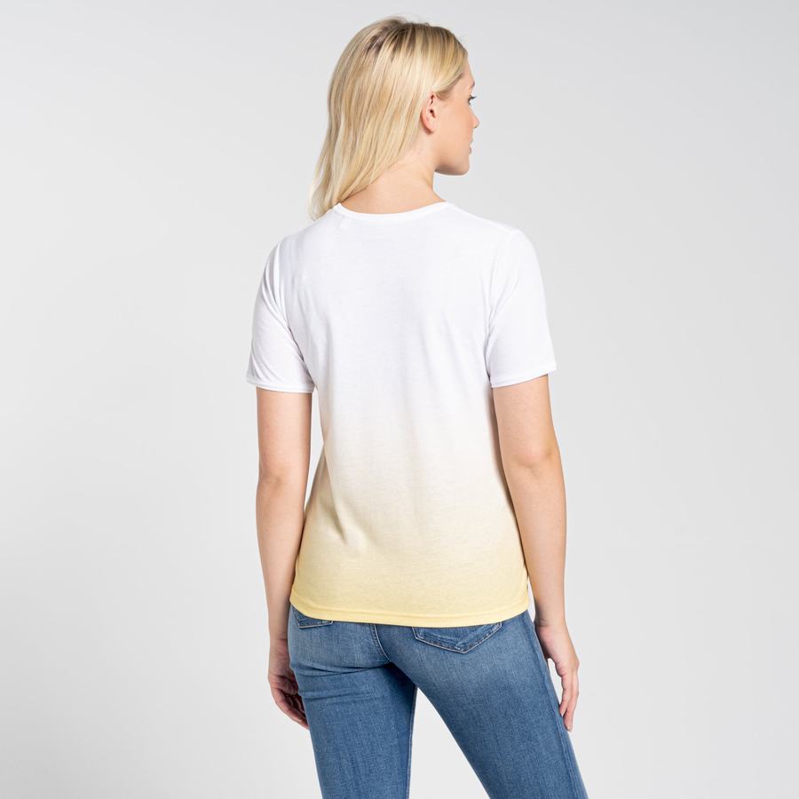 Craghoppers Ilyse Kort Sleeved T-shirts Dame Hvide Gul | YYI4388LW