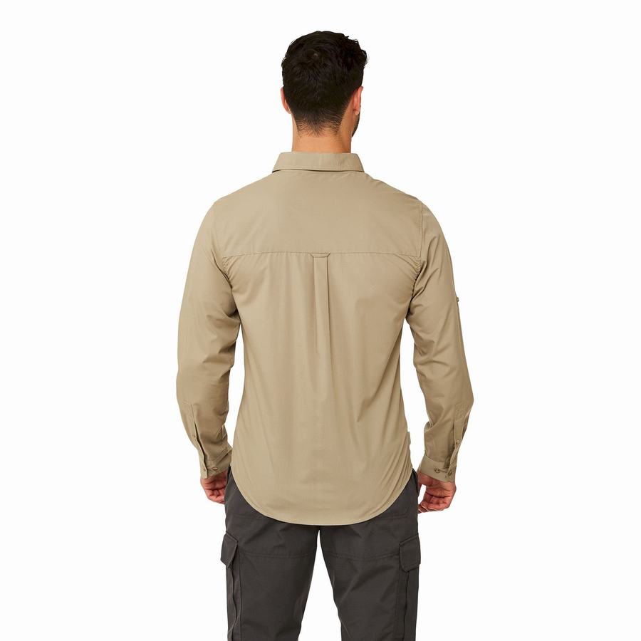 Craghoppers Kiwi Boulder Long Sleeved Skjorter Herre Khaki | HFL5343PR