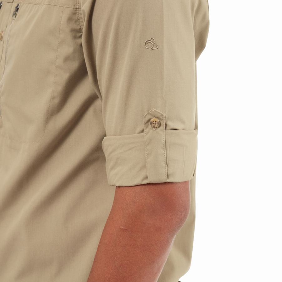 Craghoppers Kiwi Boulder Long Sleeved Skjorter Herre Khaki | HFL5343PR