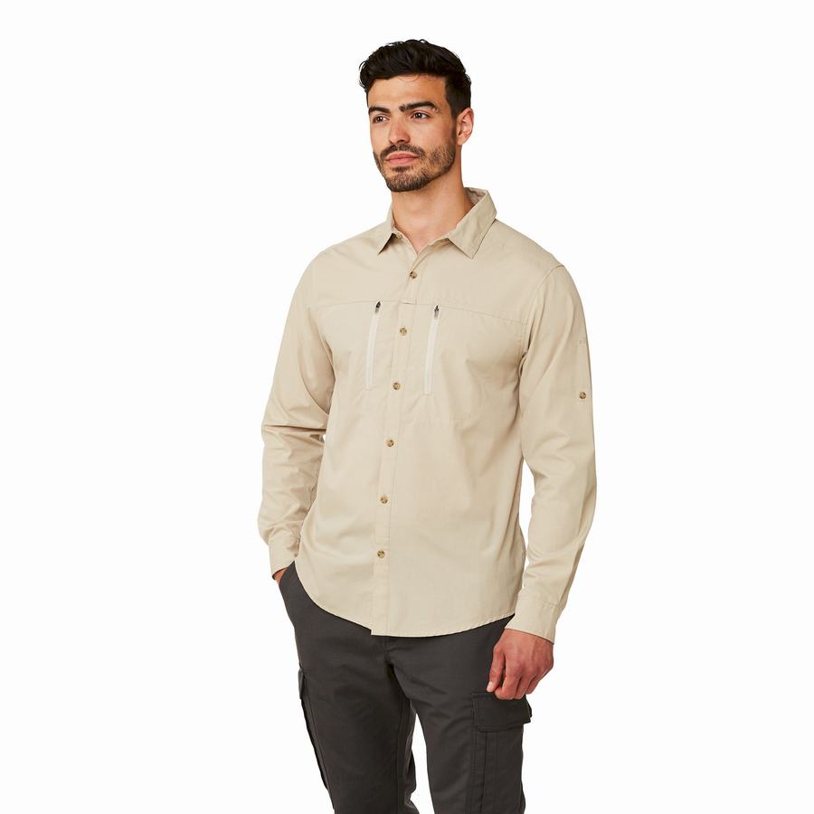 Craghoppers Kiwi Boulder Long-Sleeved Skjorter Herre Beige | UMR8975DB