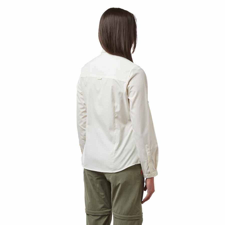 Craghoppers Kiwi II Long Sleeved Skjorter Dame Hvide | ZTX5310RJ