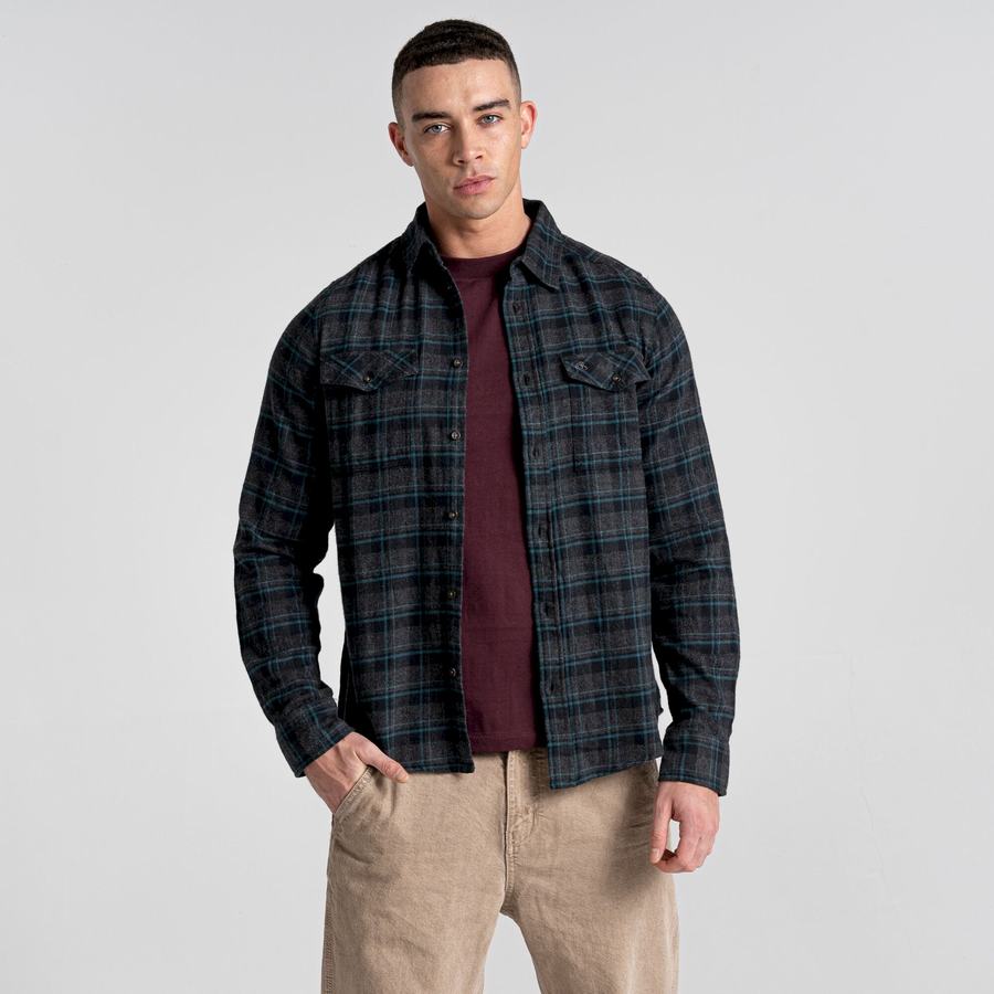 Craghoppers Kiwi IV Long Sleeved Check Skjorter Herre Sort | OWU9147SV