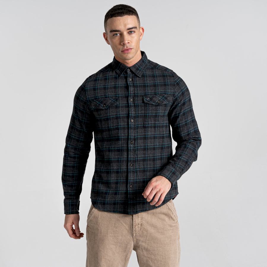 Craghoppers Kiwi IV Long Sleeved Check Skjorter Herre Sort | OWU9147SV